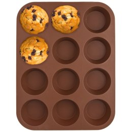 Forma do 12 Muffinek Babeczek Silikonowa Brązowa Solidna ORION 32,5 x 25 cm