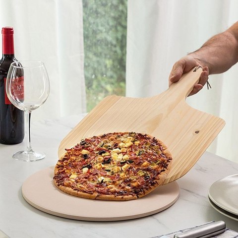 Kamień do Pieczenia Pizzy Szamotowy Łopata Nóż VILDE