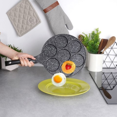 Patelnia do Jajek Placków Granitowa 7 Otworów Nieprzywierająca ORION 27 cm