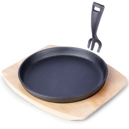 Patelnia do Serwowania Żeliwna 22 cm ORION z Deską i Uchwytem Litina