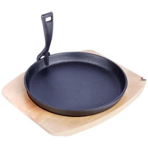 Patelnia do Serwowania Żeliwna 22 cm ORION z Deską i Uchwytem Litina