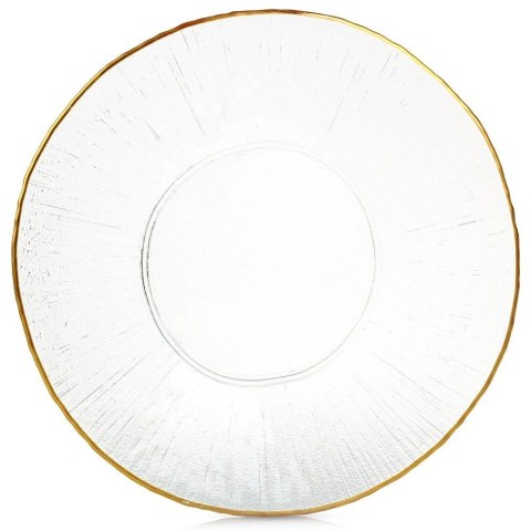 Patera Talerz Obiadowy Płytki Szkło Złoty VILDE 30 cm Kryształ
