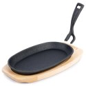 Żeliwna Patelnia do Smażenia Pieczenia z Deską do Serwowania VILDE 24x14 cm