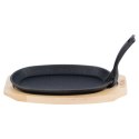 Żeliwna Patelnia do Smażenia Pieczenia z Deską do Serwowania VILDE 24x14 cm