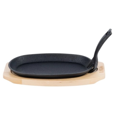 Żeliwna Patelnia do Smażenia Pieczenia z Deską do Serwowania VILDE 24x14 cm
