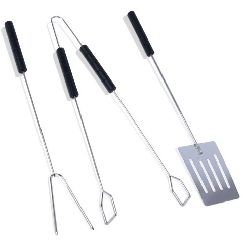 Zestaw Przyborów do Grilla 3 el. BBQ Stal Chromowana Długość 38 cm