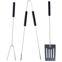 Zestaw Przyborów do Grilla 3 el. BBQ Stal Chromowana Długość 38 cm