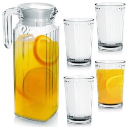 Zestaw Szklanki Dzbanek Szklany z Pokrywką Solidny EXCELLENT HOUSEWARE 5el.