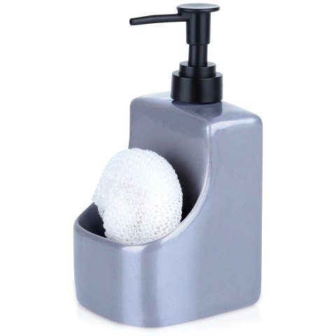 Dozownik do Naczyń Ceramiczny VILDE 400 ml z Gąbką, Szary Błyszczący Połysk