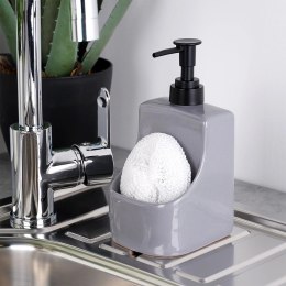 Dozownik do Naczyń Ceramiczny VILDE 400 ml z Gąbką, Szary Błyszczący Połysk