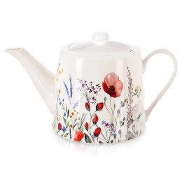 Dzbanek do Kawy Herbaty Porcelanowy Biały Elegancki Nadruk Maki ORION 1 l