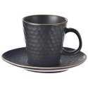 Filiżanka ze Spodkiem do Kawy Ceramiczna Czarna Dekoracyjna ORION 235 ml