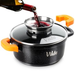 Garnek Granitowy 1,2 L 16 cm Pokrywka Aroma Dozownik Silikon VILDE