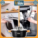 Garnek Granitowy 2,1 L 20 cm Pokrywka Aroma Dozownik Silikon VILDE