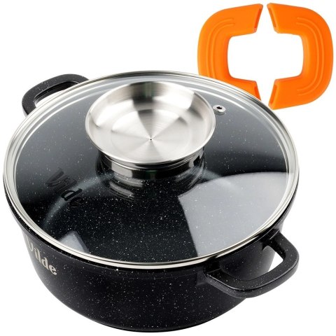 Garnek Granitowy 2,1 L 20 cm Pokrywka Aroma Dozownik Silikon VILDE