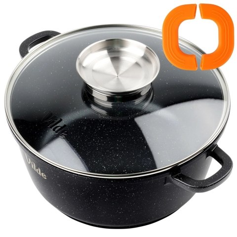 Garnek Granitowy 4,0 L 24 cm Pokrywka Aroma Dozownik Silikon VILDE