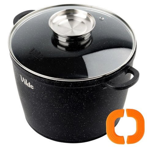 Garnek Granitowy 9,7 L 28 cm Pokrywka Aroma Dozownik Silikon VILDE