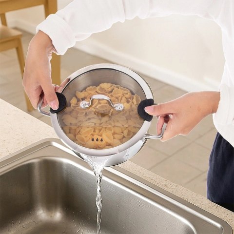 Garnek Stalowy z Pokrywką 2,3 L Venice Odcedzanie Indukcja 18 cm