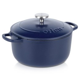 Garnek Żeliwny 3,3 L LITINA Emaliowany 22 cm Granatowy Indukcja