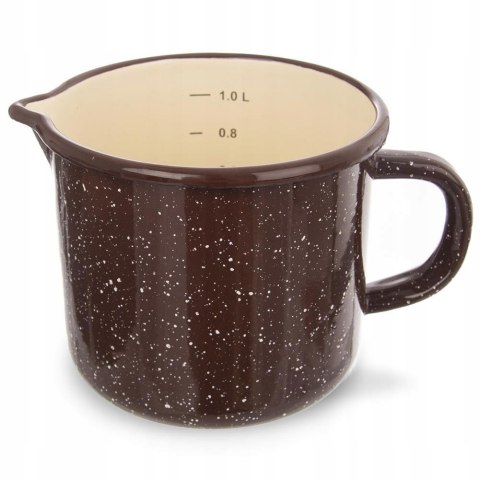 Garnek z Miarką 1,2 L Kubek Emaliowany Retro ORION 12 cm