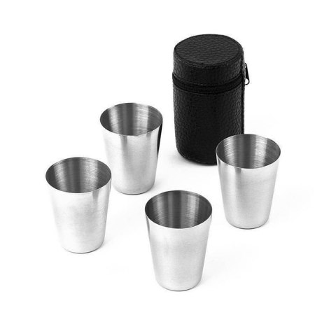 Kieliszki ORION w Etui Stalowe 5 el. 4 szt. 30 ml Turystyczne