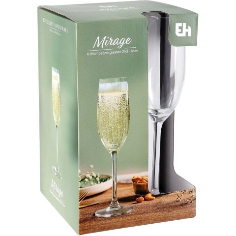Kieliszki do Szampana Prosecco 4 szt. 210 ml Szkło Wzór Paski do Zmywarki