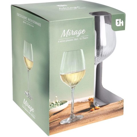 Kieliszki do Wina Białego 380 ml Ryflowane Zestaw 4 szt. Glass