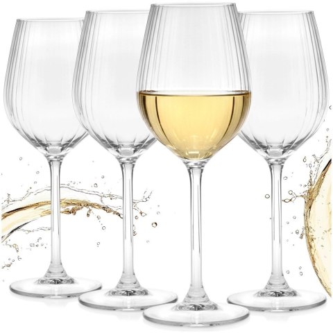 Kieliszki do Wina Białego 380 ml Ryflowane Zestaw 4 szt. Glass