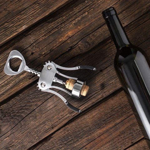 Korkociąg Otwieracz do Wina Ręczny Metalowy Wytrzymały Solidny ORION 19,5cm