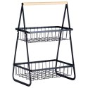 Koszyk na Owoce Warzywa 2-Poziomowy Metalowy Czarny VILDE 29 cm