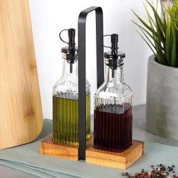 Butelki na Oliwe i Ocet VILDE 2x 190 ml Szklane Ze Stojakiem