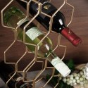 Stojak na Wino Metalowy Złoty Osiem Butelek do Leżakowania 48 cm T4Y