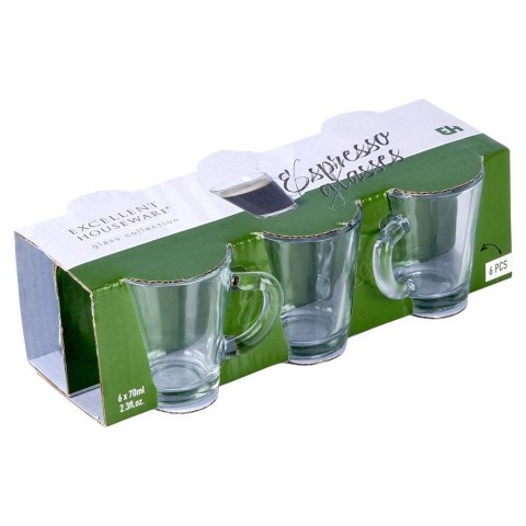 Szklanki do Espresso Zestaw 6 szt. 70 ml EXCELLENT HOUSEWARE z Uchwytem