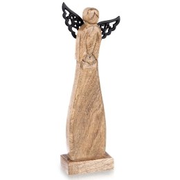 Figurka Anioł Drewno Mango 34 cm Metalowe Skrzydła Dekoracja