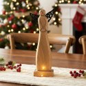 Figurka Anioł Drewno Mango 34 cm Metalowe Skrzydła Dekoracja