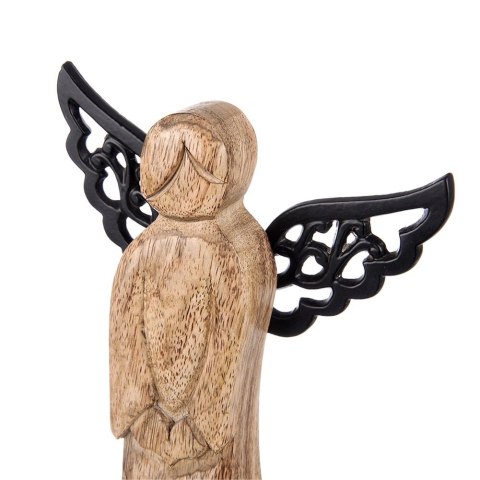 Figurka Anioł Drewno Mango 34 cm Metalowe Skrzydła Dekoracja