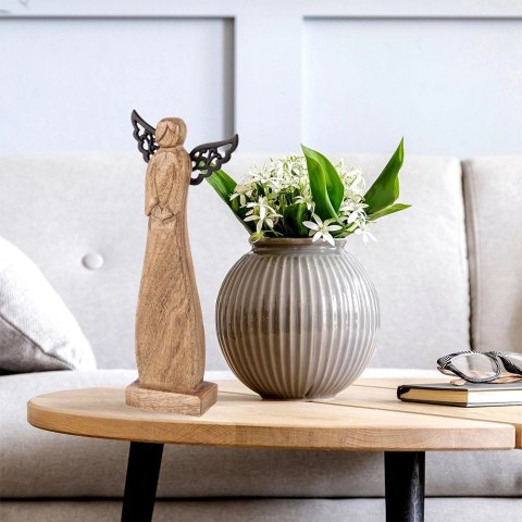 Figurka Anioł Drewno Mango 34 cm Metalowe Skrzydła Dekoracja