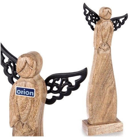 Figurka Anioł Drewno Mango 34 cm Metalowe Skrzydła Dekoracja