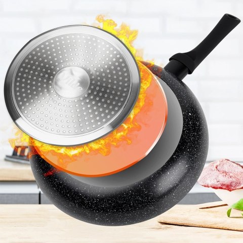 Patelnia Granitowa 24 cm Black Line Indukcja Gaz Non-stick VILDE