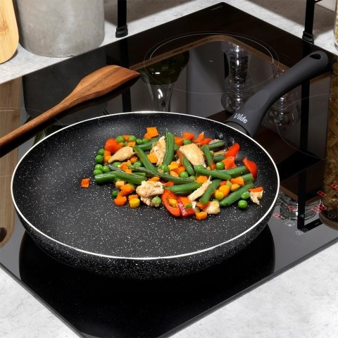 Patelnia Granitowa 28 cm Black Line Indukcja Gaz Non-stick VILDE