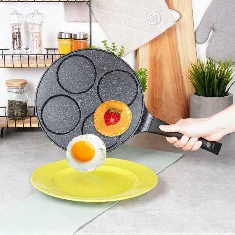 Patelnia Granitowa do Jajek Placków Gaz Indukcja 4 Otwory ORION 26 cm