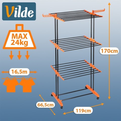 Suszarka na pranie metalowa czarna pionowa na kółkach XXL 73x170 cm
