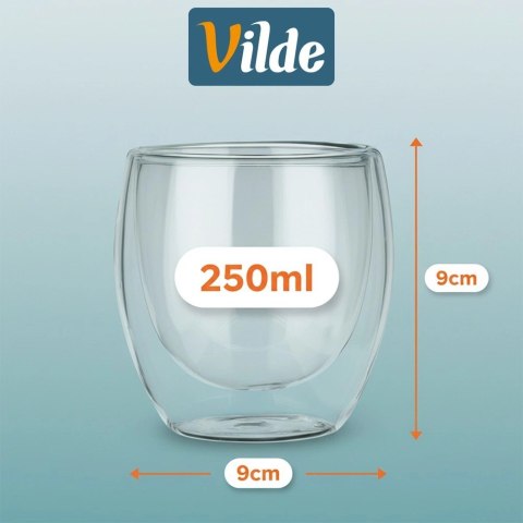 Szklanki termiczne z podwójną ścianką do kawy i herbaty 250 ml 2 szt.