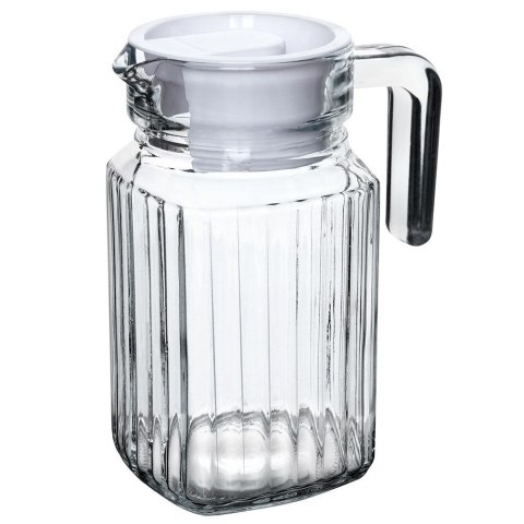 Dzbanek Szklany z Pokrywką VILDE 650 ml Ryflowany Kompaktowy do Napojów