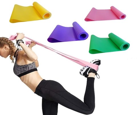 Guma Taśma Oporowa Gimnastyczna Fitness Fioletowa 0,65 mm KUBISPORT 120 cm