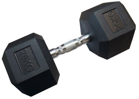 Hantla Jednoręczna Sześciokątna Gumowana Ciężar Obciążenie KUBISPORT 25 kg