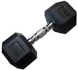 Hantla Jednoręczna Sześciokątna Gumowana Ciężarek Solidny KUBISPORT 10 kg