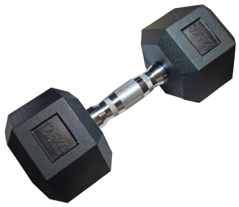 Hantla Jednoręczna Sześciokątna Gumowana Ciężarek Solidny KUBISPORT 12,5 kg