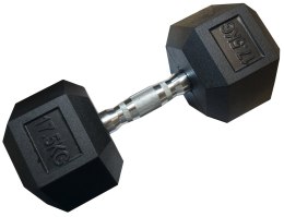 Hantla Jednoręczna Sześciokątna Gumowana Ciężarek Solidny KUBISPORT 17,5 kg