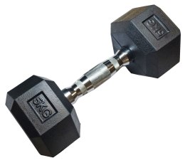 Hantla Jednoręczna Sześciokątna Gumowana Ciężarek Solidny KUBISPORT 5 kg
